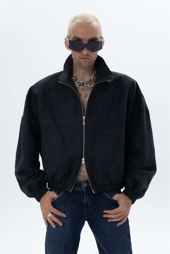 Zipped jacket in grey denim
