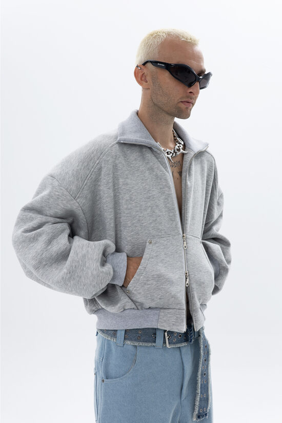 Zip-up sweatshirt with metallic details