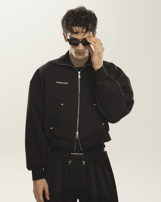 Zip-up sweatshirt with metallic details PRE-ORDER