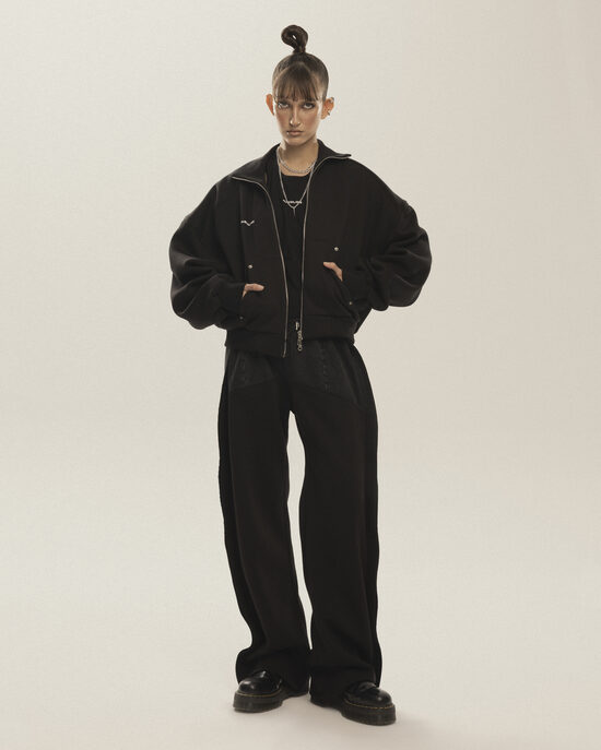 Track pants with grey denim details PRE-ORDER