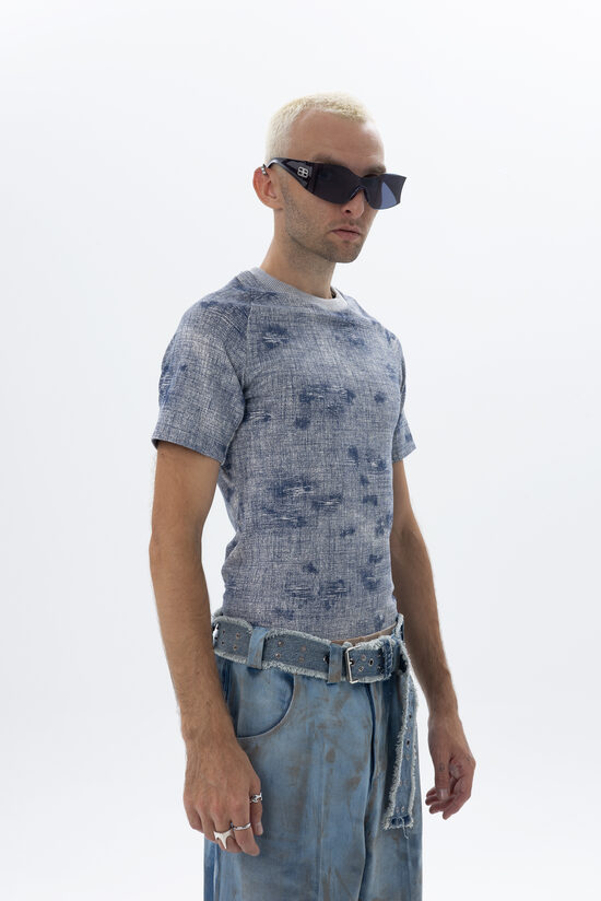 Denim-look jersey T-shirt